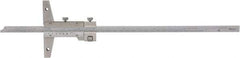 Mitutoyo - 0 to 12 Inch Measurement Range, 410mm Rule Length, 4 Inch Base Length, Vernier Depth Gage - 0.001 Inch Graduation, Accurate to 0.0015 Inch, Stainless Steel, Satin Chrome Coated - Apex Tool & Supply