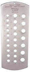 Mitutoyo - A Letter to Z Letter Hole Size Drill Gage - 6-3/8 Inch Long, 2-1/2 Inch Wide, 26 Holes - Apex Tool & Supply