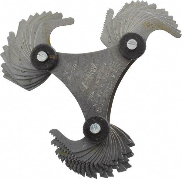 Mitutoyo - 51 Leaf, 4 to 84 TPI Range, Screw Pitch Gage - 60° Thread Angle - Apex Tool & Supply