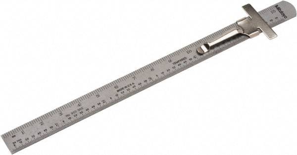 Mitutoyo - 6" Long, 1/64" and 1mm Graduation, Flexible Steel Rule - English/Metric Graduation Style, 1/2" Wide, Silver, Satin Chrome Finish - Apex Tool & Supply