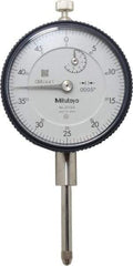 Mitutoyo - 1" Range, 0-50 Dial Reading, 0.0005" Graduation Dial Drop Indicator - 2-3/16" Dial, 0.05" Range per Revolution, 0.002" Accuracy, Revolution Counter - Apex Tool & Supply