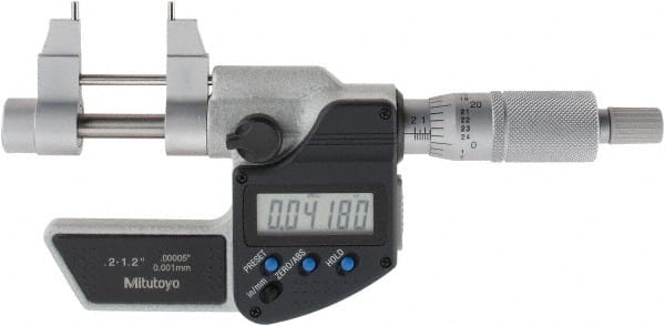Mitutoyo - 0.2 to 1.2" Range, 0.00005" Resolution, Electronic Inside & Tubular Micrometer - Apex Tool & Supply
