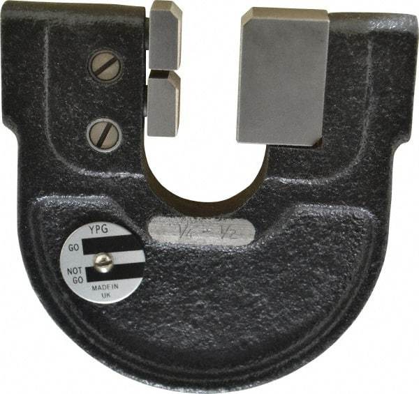 YPG - 1/4 to 1/2 Inch, Cast Iron 2 Frame Snap Gage - 0.0001 Inch Graduation, Hardened Tool Steel Anvil - Apex Tool & Supply