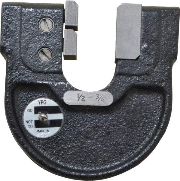 YPG - 1/2 to 3/4 Inch, Cast Iron 2x Frame Snap Gage - 0.0001 Inch Graduation, Hardened Tool Steel Anvil - Apex Tool & Supply