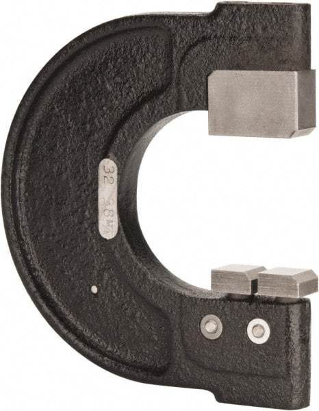 YPG - 1-1/4 to 1-1/2 Inch, Cast Iron 4 Frame Snap Gage - 0.001 Inch Graduation, Hardened Tool Steel Anvil - Apex Tool & Supply