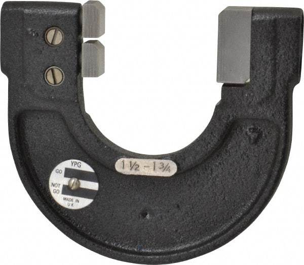 YPG - 1-1/2 to 1-3/4 Inch, Cast Iron 4x Frame Snap Gage - 0.001 Inch Graduation, Hardened Tool Steel Anvil - Apex Tool & Supply