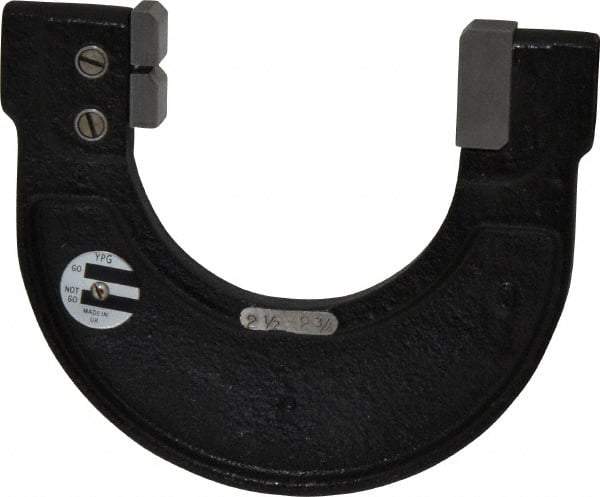 YPG - 2-1/2 to 2-3/4 Inch, Cast Iron 6x Frame Snap Gage - 0.001 Inch Graduation, Hardened Tool Steel Anvil - Apex Tool & Supply
