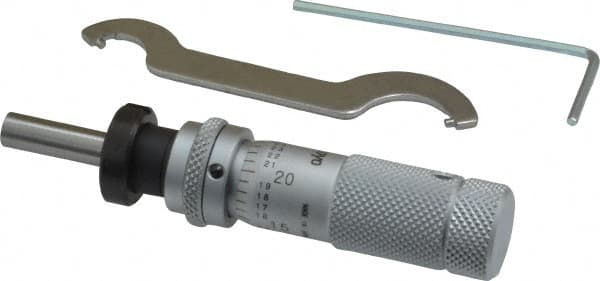 Mitutoyo - 1/2 Inch, 0.5118 Inch Zero-Adjustable Thimble, 0.1969 Inch Diameter x 13mm Long Spindle, Mechanical Micrometer Head - Apex Tool & Supply