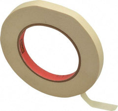 3M - 1/2" Wide x 60 Yd Long Tan Paper Masking Tape - Series 214, 5.8 mil Thick, 27 In/Lb Tensile Strength - Apex Tool & Supply