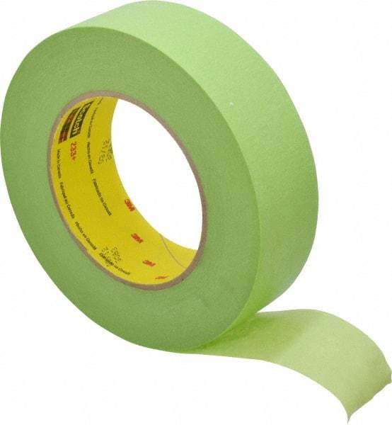 3M - 1-1/2" Wide x 60 Yd Long Green Paper Masking Tape - Series 401+/233+, 6.7 mil Thick, 25 In/Lb Tensile Strength - Apex Tool & Supply