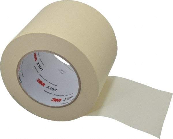 3M - 4" Wide x 60 Yd Long Tan Paper Masking Tape - Series 2307, 5.2 mil Thick, 23 In/Lb Tensile Strength - Apex Tool & Supply