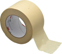 3M - 3" Wide x 60 Yd Long Tan Paper Masking Tape - Series 2308, 5.3 mil Thick, 22 In/Lb Tensile Strength - Apex Tool & Supply