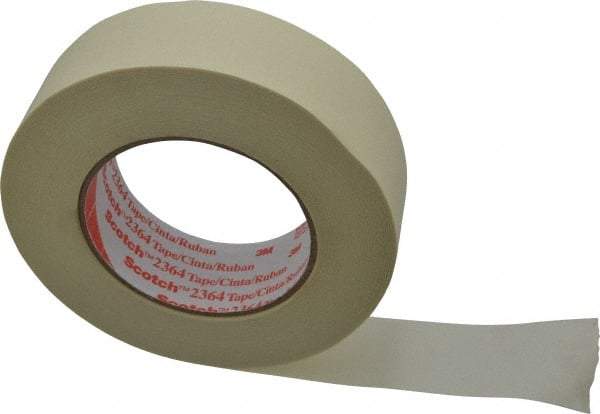 3M - 1-1/2" Wide x 60 Yd Long Tan Paper Masking Tape - Series 2364, 6.5 mil Thick, 24 In/Lb Tensile Strength - Apex Tool & Supply