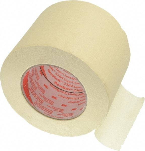3M - 4" Wide x 60 Yd Long Tan Paper Masking Tape - Series 2364, 6.5 mil Thick, 24 In/Lb Tensile Strength - Apex Tool & Supply