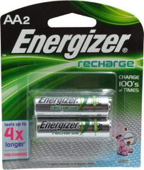 Energizer - Size AA, NiMH, 2 Pack, Standard Battery - 1.2 Volts, Flat Terminal, ANSI Regulated - Apex Tool & Supply