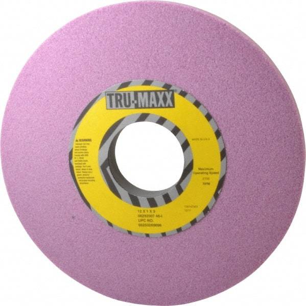 Tru-Maxx - 12" Diam x 3" Hole x 1" Thick, I Hardness, 46 Grit Surface Grinding Wheel - Aluminum Oxide, Type 1, Coarse Grade, 2,705 Max RPM, Vitrified Bond, No Recess - Apex Tool & Supply