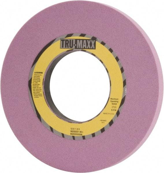 Tru-Maxx - 12" Diam x 5" Hole x 1" Thick, I Hardness, 60 Grit Surface Grinding Wheel - Aluminum Oxide, Type 1, Medium Grade, 2,705 Max RPM, Vitrified Bond, No Recess - Apex Tool & Supply