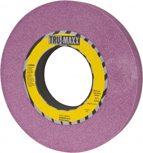 Tru-Maxx - 12" Diam x 5" Hole x 1-1/2" Thick, H Hardness, 46 Grit Surface Grinding Wheel - Aluminum Oxide, Type 1, Coarse Grade, 2,070 Max RPM, Vitrified Bond, No Recess - Apex Tool & Supply