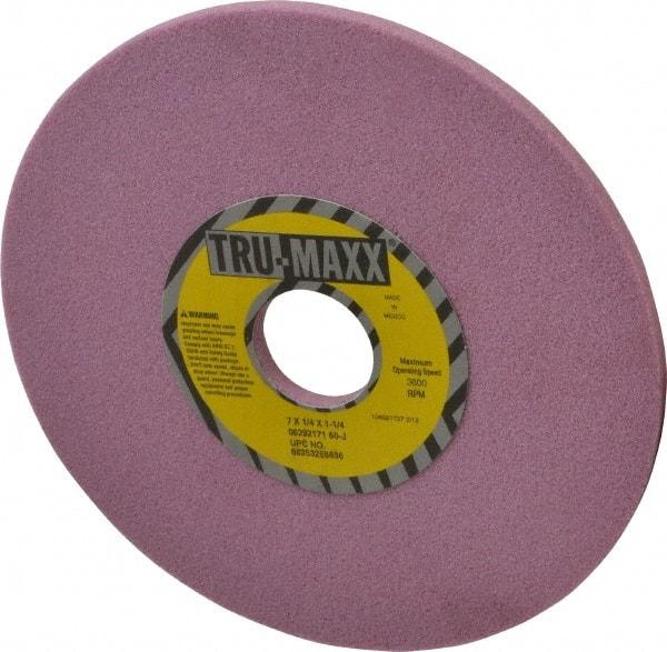 Tru-Maxx - 7" Diam x 1-1/4" Hole x 1/4" Thick, J Hardness, 60 Grit Surface Grinding Wheel - Aluminum Oxide, Type 1, Medium Grade, 3,600 Max RPM, Vitrified Bond, No Recess - Apex Tool & Supply