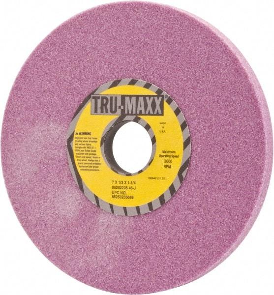 Tru-Maxx - 7" Diam x 1-1/4" Hole x 1/2" Thick, J Hardness, 46 Grit Surface Grinding Wheel - Aluminum Oxide, Type 1, Coarse Grade, 3,600 Max RPM, Vitrified Bond, No Recess - Apex Tool & Supply