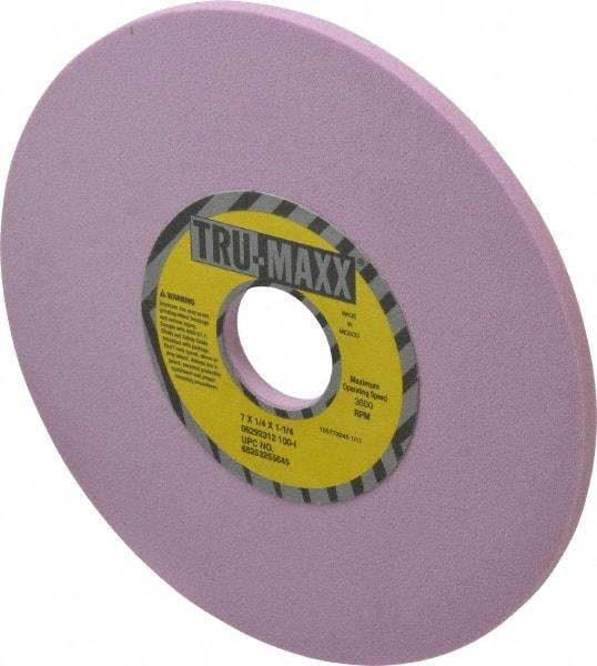 Tru-Maxx - 7" Diam x 1-1/4" Hole x 1/4" Thick, I Hardness, 100 Grit Surface Grinding Wheel - Aluminum Oxide, Type 1, Fine Grade, 3,600 Max RPM, Vitrified Bond, No Recess - Apex Tool & Supply