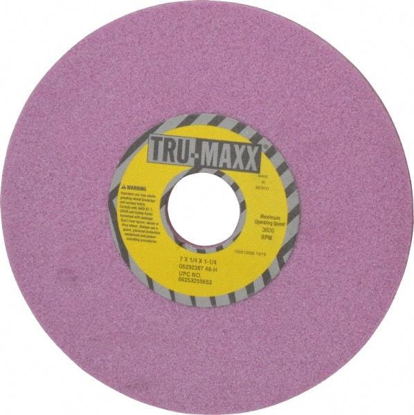 Tru-Maxx - 7" Diam x 1-1/4" Hole x 1/4" Thick, H Hardness, 46 Grit Surface Grinding Wheel - Aluminum Oxide, Type 1, Coarse Grade, 3,600 Max RPM, Vitrified Bond, No Recess - Apex Tool & Supply