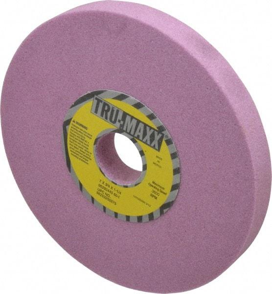 Tru-Maxx - 7" Diam x 1-1/4" Hole x 3/4" Thick, I Hardness, 60 Grit Surface Grinding Wheel - Aluminum Oxide, Type 1, Medium Grade, 3,600 Max RPM, Vitrified Bond, No Recess - Apex Tool & Supply