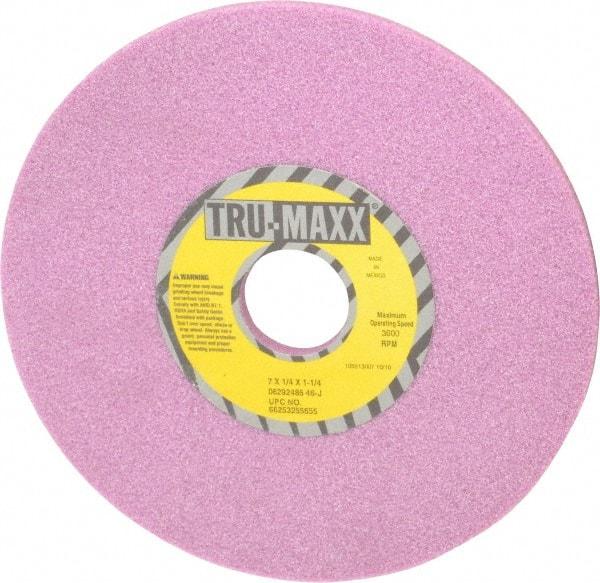 Tru-Maxx - 7" Diam x 1-1/4" Hole x 1/4" Thick, J Hardness, 46 Grit Surface Grinding Wheel - Aluminum Oxide, Type 1, Coarse Grade, 3,600 Max RPM, Vitrified Bond, No Recess - Apex Tool & Supply