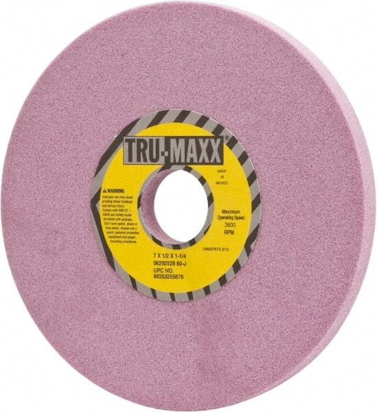 Tru-Maxx - 7" Diam x 1-1/4" Hole x 1/2" Thick, J Hardness, 60 Grit Surface Grinding Wheel - Aluminum Oxide, Type 1, Medium Grade, 3,600 Max RPM, Vitrified Bond, No Recess - Apex Tool & Supply