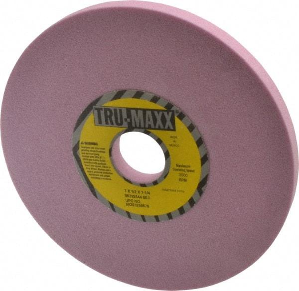 Tru-Maxx - 7" Diam x 1-1/4" Hole x 1/2" Thick, I Hardness, 80 Grit Surface Grinding Wheel - Aluminum Oxide, Type 1, Medium Grade, 3,600 Max RPM, Vitrified Bond, No Recess - Apex Tool & Supply