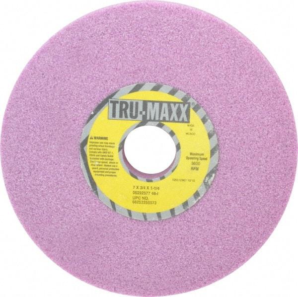 Tru-Maxx - 7" Diam x 1-1/4" Hole x 3/4" Thick, I Hardness, 46 Grit Surface Grinding Wheel - Aluminum Oxide, Type 1, Coarse Grade, 3,600 Max RPM, Vitrified Bond, No Recess - Apex Tool & Supply