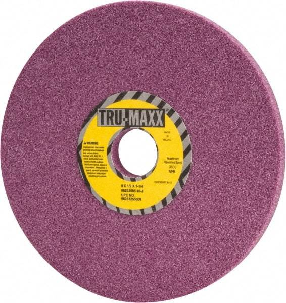 Tru-Maxx - 8" Diam x 1-1/4" Hole x 1/2" Thick, J Hardness, 46 Grit Surface Grinding Wheel - Aluminum Oxide, Type 1, Coarse Grade, 3,600 Max RPM, Vitrified Bond, No Recess - Apex Tool & Supply