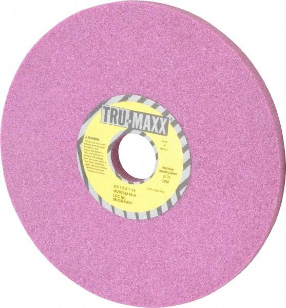 Tru-Maxx - 8" Diam x 1-1/4" Hole x 1/2" Thick, H Hardness, 46 Grit Surface Grinding Wheel - Aluminum Oxide, Type 1, Coarse Grade, 3,105 Max RPM, Vitrified Bond, No Recess - Apex Tool & Supply