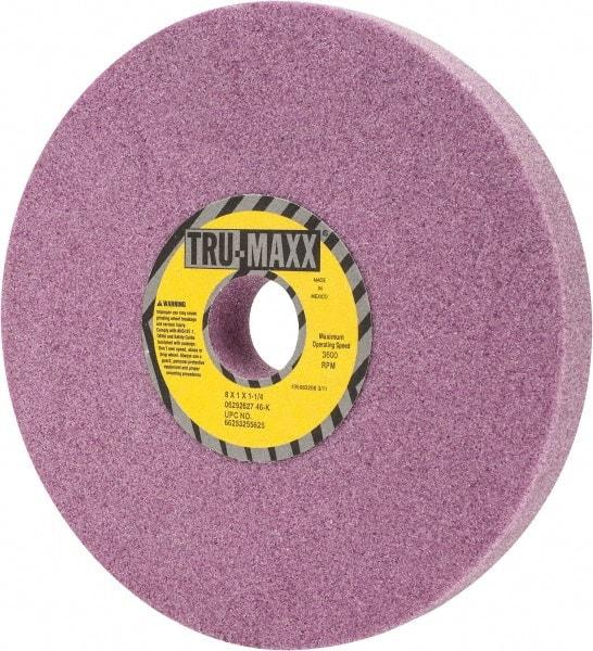 Tru-Maxx - 8" Diam x 1-1/4" Hole x 1" Thick, K Hardness, 46 Grit Surface Grinding Wheel - Aluminum Oxide, Type 1, Coarse Grade, 3,600 Max RPM, Vitrified Bond, No Recess - Apex Tool & Supply