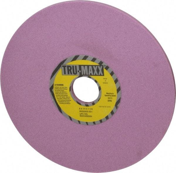Tru-Maxx - 8" Diam x 1-1/4" Hole x 1/4" Thick, I Hardness, 60 Grit Surface Grinding Wheel - Aluminum Oxide, Type 1, Medium Grade, 3,600 Max RPM, Vitrified Bond, No Recess - Apex Tool & Supply