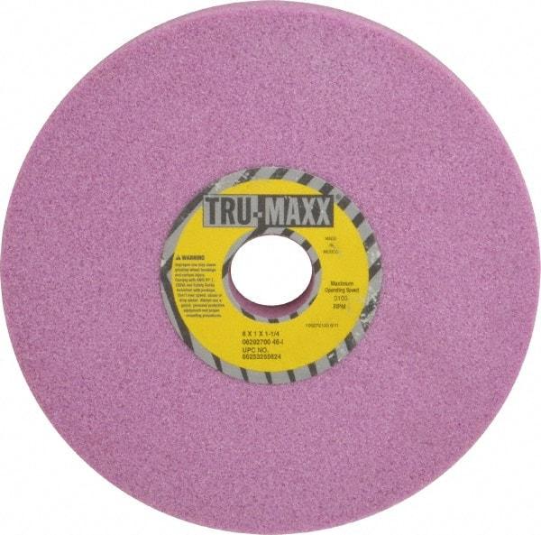 Tru-Maxx - 8" Diam x 1-1/4" Hole x 1" Thick, I Hardness, 46 Grit Surface Grinding Wheel - Aluminum Oxide, Type 1, Coarse Grade, 3,105 Max RPM, Vitrified Bond, No Recess - Apex Tool & Supply