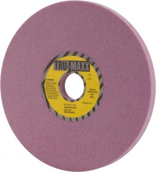 Tru-Maxx - 8" Diam x 1-1/4" Hole x 1/2" Thick, K Hardness, 60 Grit Surface Grinding Wheel - Aluminum Oxide, Type 1, Medium Grade, 3,600 Max RPM, Vitrified Bond, No Recess - Apex Tool & Supply