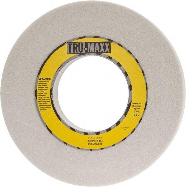 Tru-Maxx - 12" Diam x 5" Hole x 1-1/2" Thick, I Hardness, 46 Grit Surface Grinding Wheel - Aluminum Oxide, Type 1, Coarse Grade, 2,705 Max RPM, Vitrified Bond, No Recess - Apex Tool & Supply