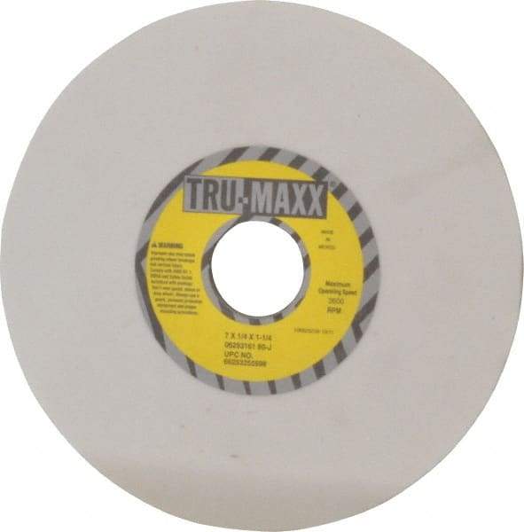 Tru-Maxx - 7" Diam x 1-1/4" Hole x 1/4" Thick, J Hardness, 80 Grit Surface Grinding Wheel - Aluminum Oxide, Type 1, Medium Grade, 3,600 Max RPM, Vitrified Bond, No Recess - Apex Tool & Supply