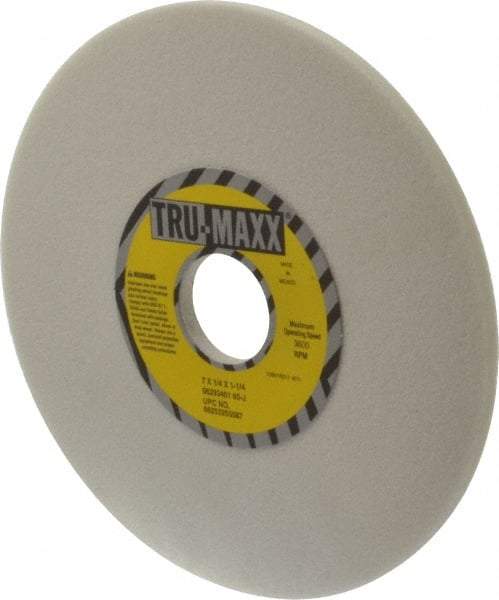 Tru-Maxx - 7" Diam x 1-1/4" Hole x 1/4" Thick, J Hardness, 60 Grit Surface Grinding Wheel - Aluminum Oxide, Type 1, Medium Grade, 3,600 Max RPM, Vitrified Bond, No Recess - Apex Tool & Supply