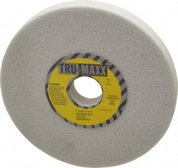 Tru-Maxx - 7" Diam x 1-1/4" Hole x 3/4" Thick, H Hardness, 46 Grit Surface Grinding Wheel - Aluminum Oxide, Type 1, Coarse Grade, 3,600 Max RPM, Vitrified Bond, No Recess - Apex Tool & Supply
