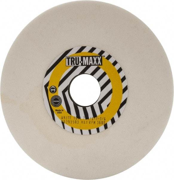 Tru-Maxx - 7" Diam x 1-1/4" Hole x 1/4" Thick, L Hardness, 100 Grit Surface Grinding Wheel - Aluminum Oxide, Type 1, Fine Grade, 3,600 Max RPM, Vitrified Bond, No Recess - Apex Tool & Supply