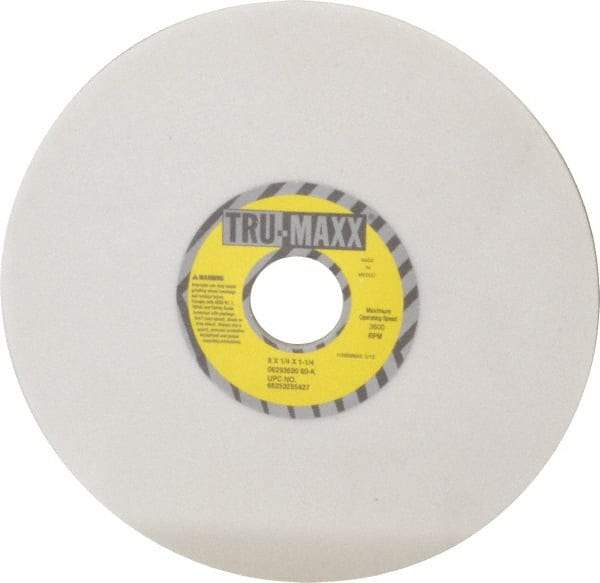 Tru-Maxx - 8" Diam x 1-1/4" Hole x 1/4" Thick, K Hardness, 60 Grit Surface Grinding Wheel - Aluminum Oxide, Type 1, Medium Grade, 3,600 Max RPM, Vitrified Bond, No Recess - Apex Tool & Supply