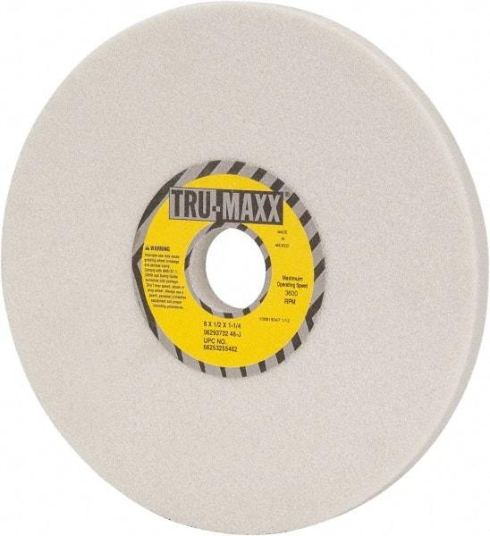 Tru-Maxx - 8" Diam x 1-1/4" Hole x 1/2" Thick, J Hardness, 46 Grit Surface Grinding Wheel - Aluminum Oxide, Type 1, Coarse Grade, 3,600 Max RPM, Vitrified Bond, No Recess - Apex Tool & Supply