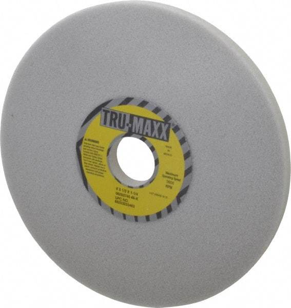 Tru-Maxx - 8" Diam x 1-1/4" Hole x 1/2" Thick, K Hardness, 46 Grit Surface Grinding Wheel - Aluminum Oxide, Type 1, Coarse Grade, 3,600 Max RPM, Vitrified Bond, No Recess - Apex Tool & Supply