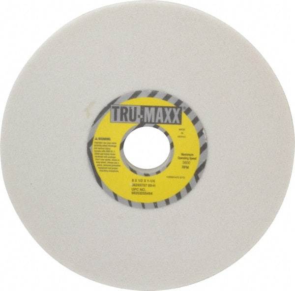 Tru-Maxx - 8" Diam x 1-1/4" Hole x 1/2" Thick, H Hardness, 60 Grit Surface Grinding Wheel - Aluminum Oxide, Type 1, Medium Grade, 3,600 Max RPM, Vitrified Bond, No Recess - Apex Tool & Supply