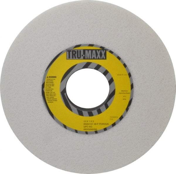 Tru-Maxx - 12" Diam x 3" Hole x 1" Thick, F Hardness, 46 Grit Surface Grinding Wheel - Aluminum Oxide, Type 1, Coarse Grade, 2,070 Max RPM, Vitrified Bond, No Recess - Apex Tool & Supply