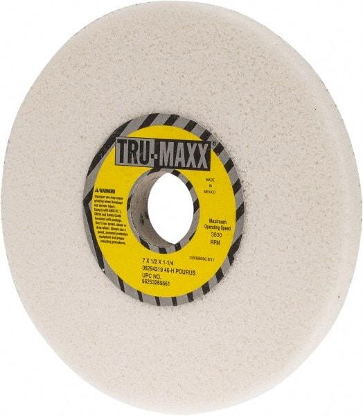 Tru-Maxx - 7" Diam x 1-1/4" Hole x 1/2" Thick, H Hardness, 46 Grit Surface Grinding Wheel - Aluminum Oxide, Type 1, Coarse Grade, 3,600 Max RPM, Vitrified Bond, No Recess - Apex Tool & Supply