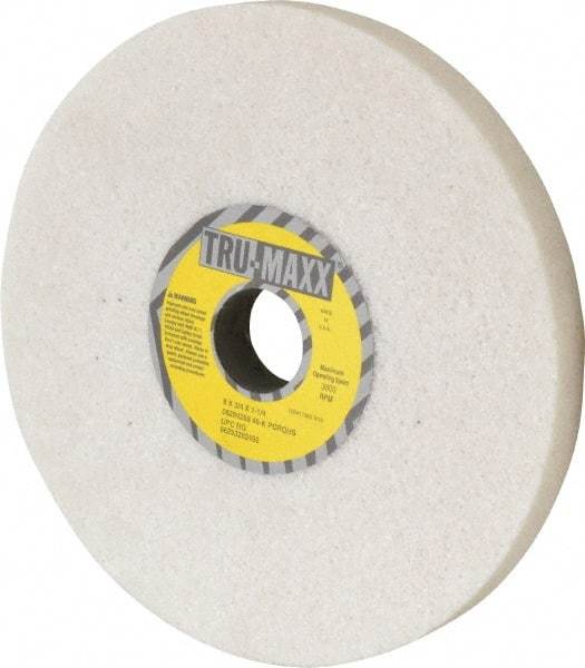 Tru-Maxx - 8" Diam x 1-1/4" Hole x 3/4" Thick, K Hardness, 46 Grit Surface Grinding Wheel - Aluminum Oxide, Type 1, Coarse Grade, 3,600 Max RPM, Vitrified Bond, No Recess - Apex Tool & Supply