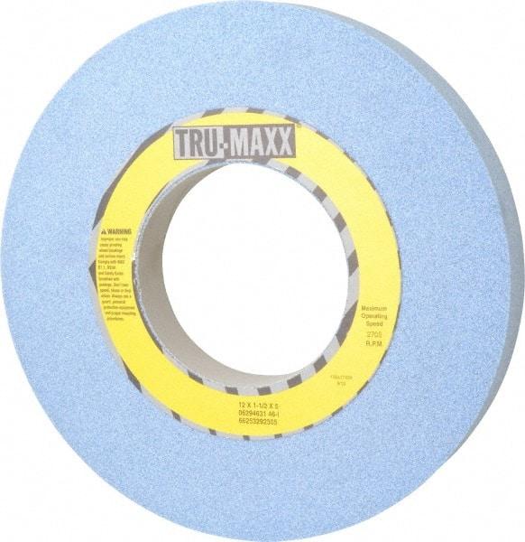 Tru-Maxx - 12" Diam x 5" Hole x 1-1/2" Thick, I Hardness, 46 Grit Surface Grinding Wheel - Ceramic, Type 1, Coarse Grade, 2,705 Max RPM, Vitrified Bond, No Recess - Apex Tool & Supply